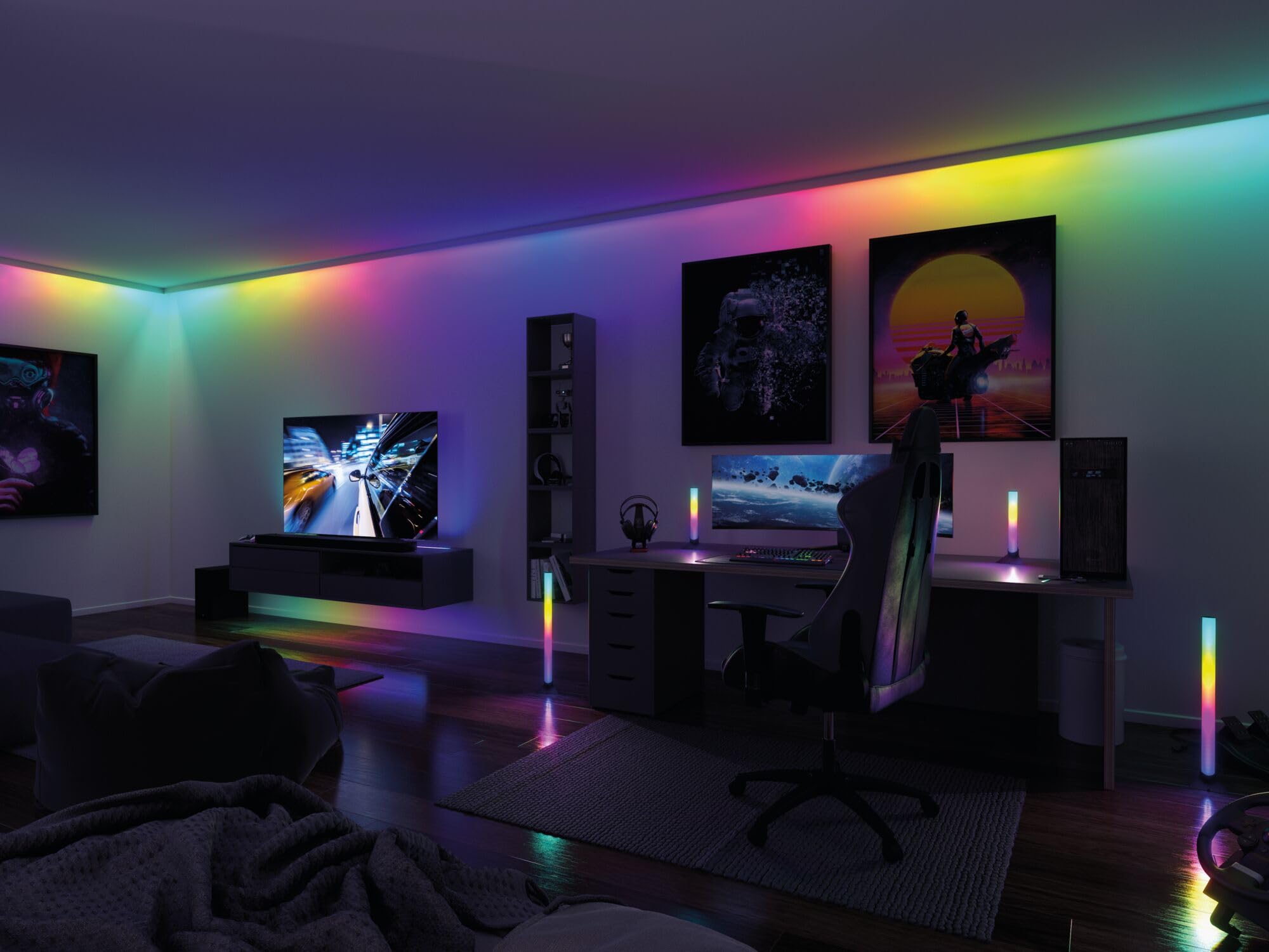 Paulmann 78887 Strip LED Set 3 m Dynamic Rainbow RGB IP20 12V DC incl. 1x5 Watt dimmerabile bianco plastica 5 W, 3m