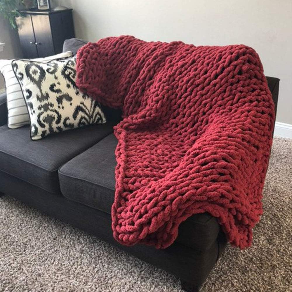 Chunky Knit Chenille Yarn,Wine Red Chunky Knit Chenille Yarn,Arm Knit Yarn,Chenille Yarn,DIY Crochet Rug/Blanket/Hat