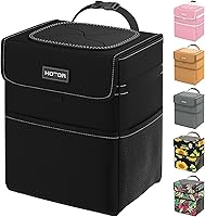 HOTOR Leakproof Car Trash Can with Adjustable Strap - Collapsible 2.2 Gallon Organizer for SUV Truck Sedan Console Headrest
