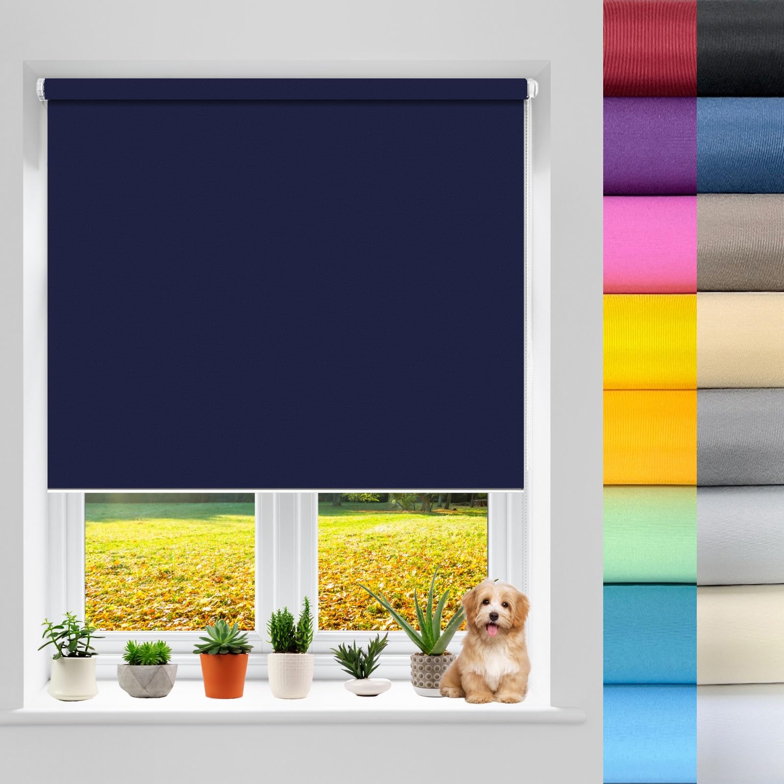 Store Enrouleur Occultant Thermique 80 x 230 cm Store Enrouleur Fenêtre, Stores Intérieurs, Film Occultant Isolant Thermique, 100% Protection Solaire pour Chambre, Bébé Chambre, Bureau, Bleu