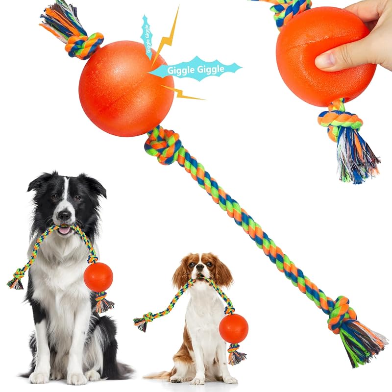 Brinquedo de corda para cães Harhana com bola sonora de borracha e algodão, 1 unidade