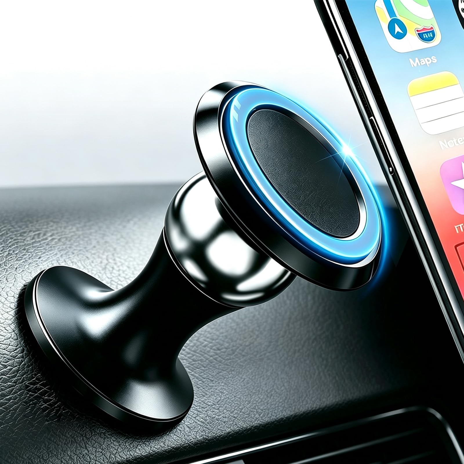 CHUANYOUDA Soporte para teléfono móvil montado en el coche, fuerte rotación magnética de 360 grados, salida de aire sin obstáculos, soporte de succión magnético en el salpicadero dentro del coche y