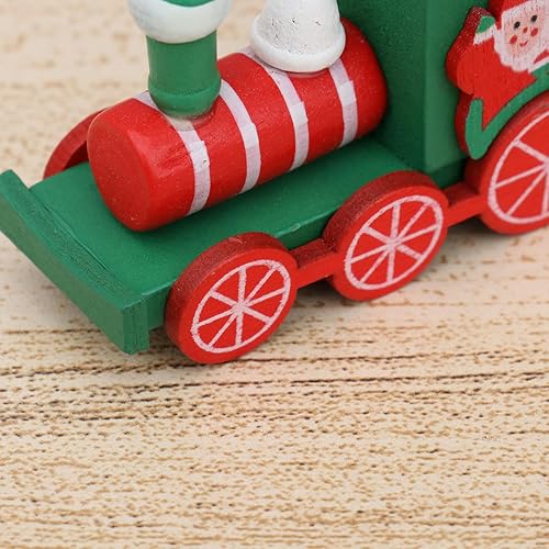 Miniatura 3 de Happyyami Decoración de tren de Navidad, mini tren de madera, juguetes para decoración de fiesta