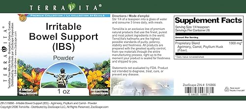 Miniatura 2 de Terravita Apoyo intestinal irritable (IBS) - Agrimonia, psyllium and zanahoria - Polvo (1 oz, ZIN 516866)