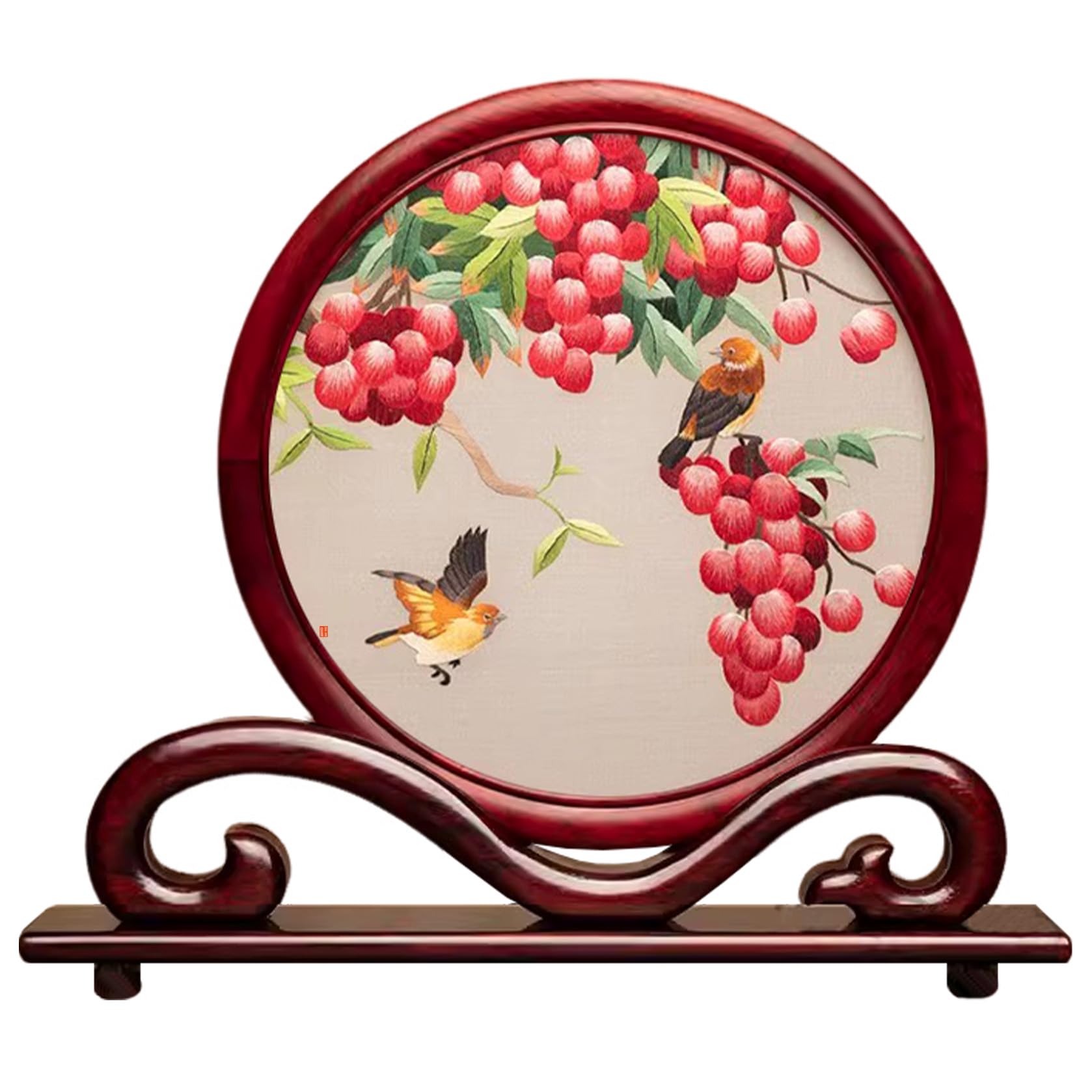 Soie 212 couleur 1 : motif de peinture chinoise brodé double face traditionnel