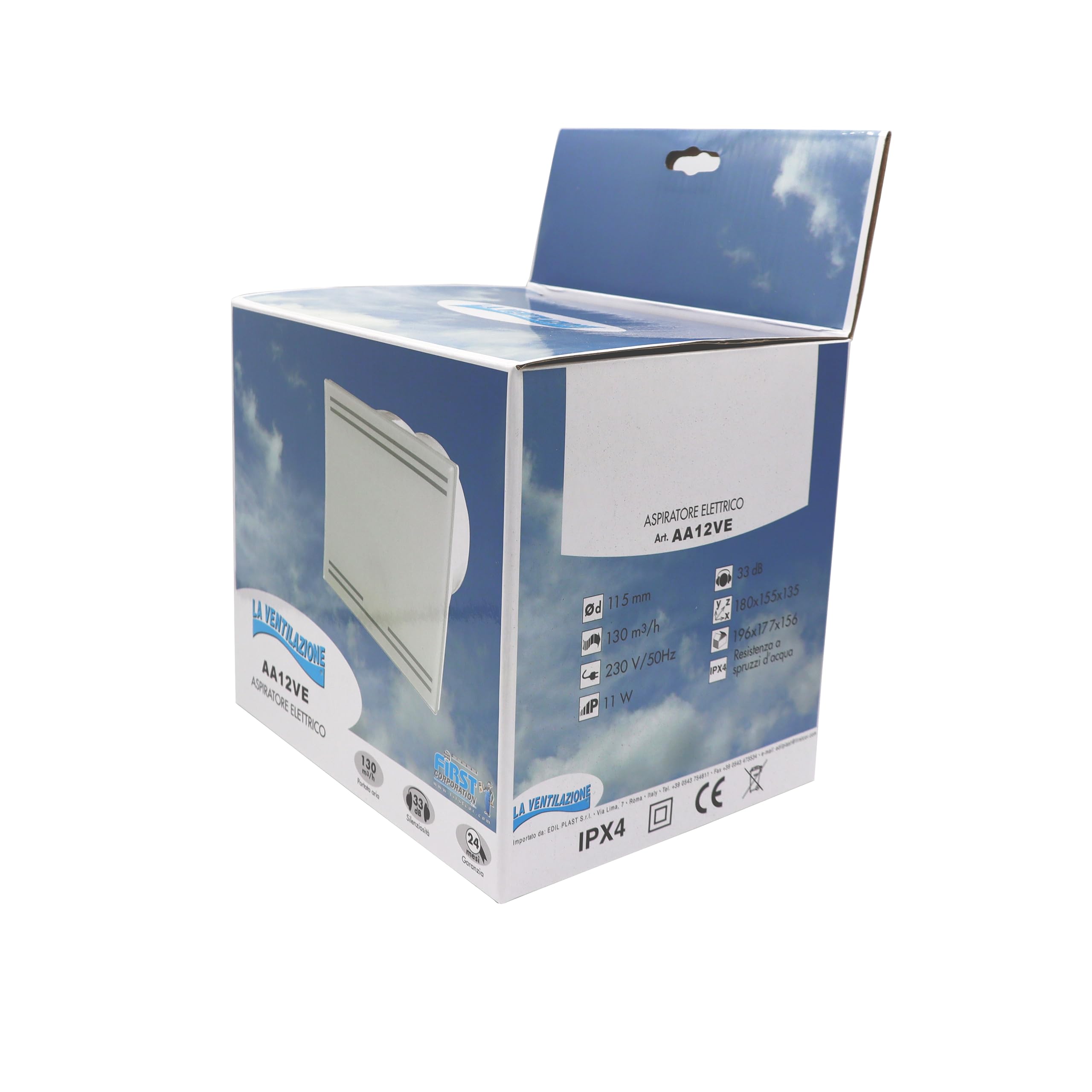 La Ventilazione AA12VE Aspiratore elicoidali da parete per foro ø 120 mm