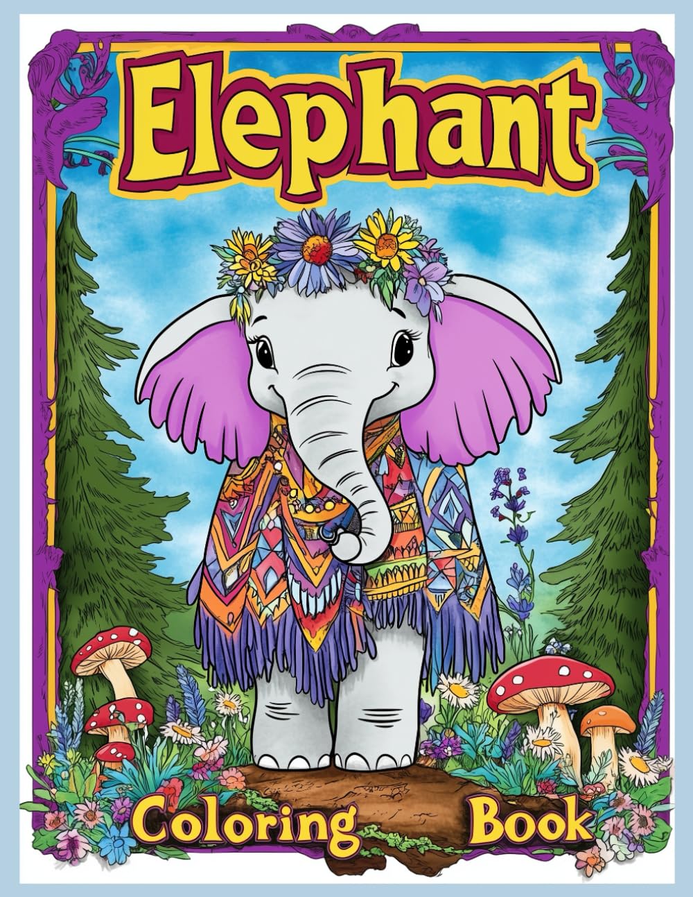 Elephant Coloring Book: Boho Elephant Woodland Animal Coloring Pages for Stress Relief