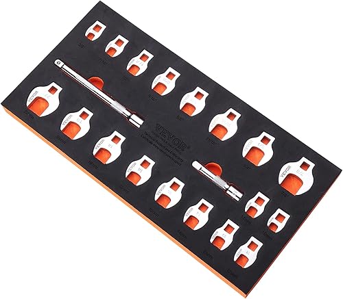 Miniatura 9 de VEVOR Crowfoot - Juego de llaves Crowfoot, juego de 20 llaves de pie de cuervo con 2 barras de extensión y organizador de herramientas EVA, SAE