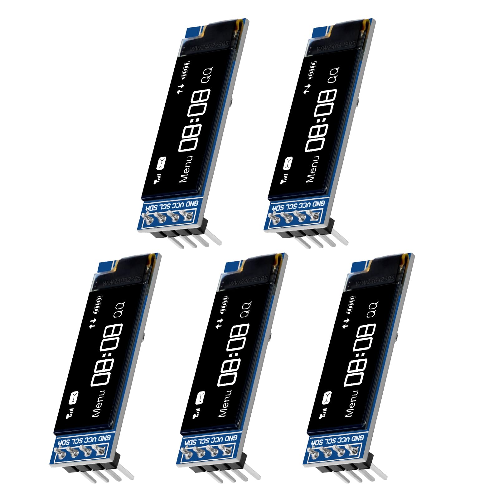 5 módulos de pantalla OLED de 0,91 pulgadas, IIC I2C, QIQIAZI IIC I2C, pantalla OLED de 128 x 32 3,3 V/5 V, para Arduino, color blanco