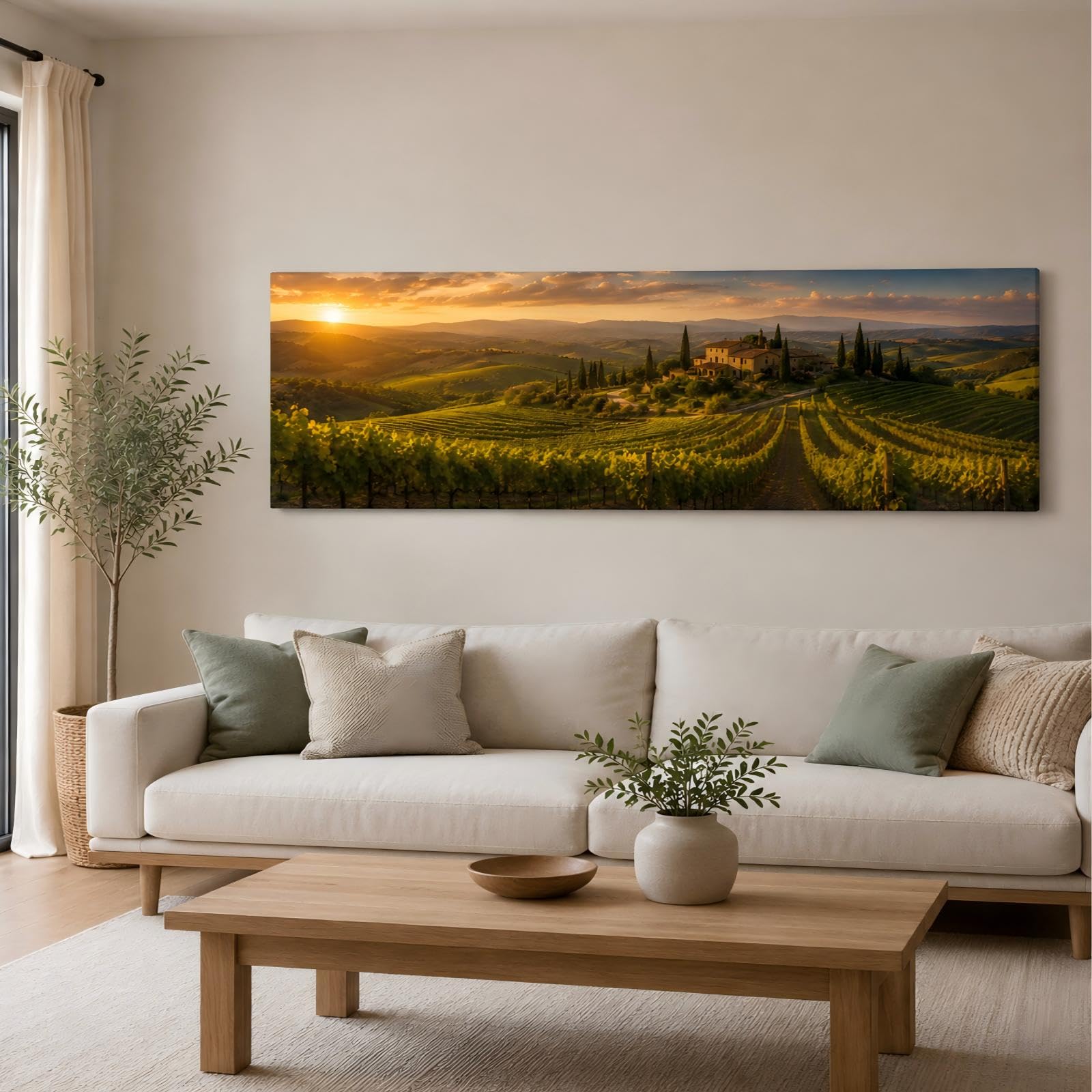 RGsixiot Cuadro en Lienzo Viñedo Toscano con Hacienda Panorámico Foto