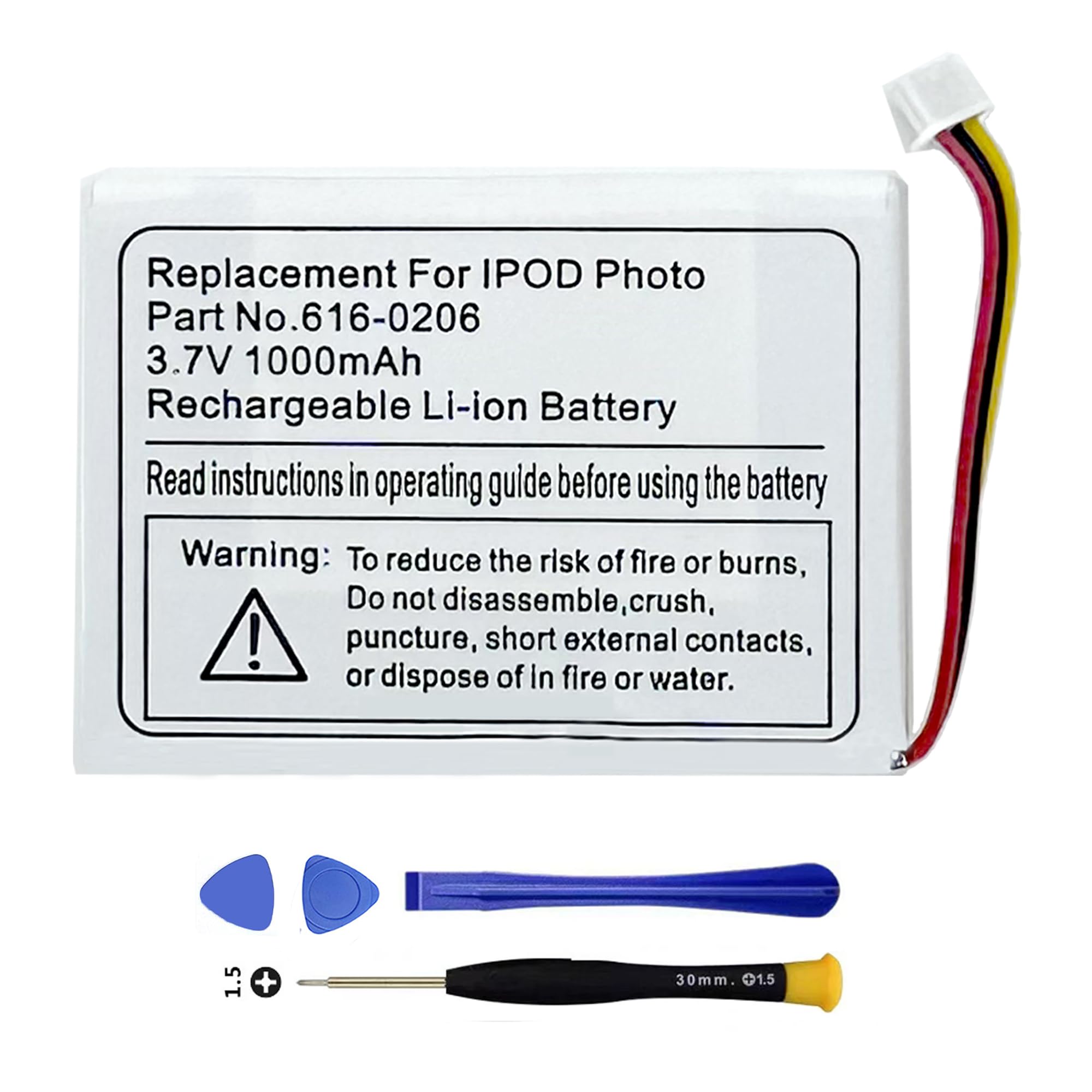 Vvuilsty 616-0206 616-0183 Battery for iPod Classic 4 4th Gen,Rechargeable 0 Cycle Battery Compatible with iPod Classic 4th Gen Photo 20GB 30GB 40GB 60GB A1099 with Repair Tool Kits
