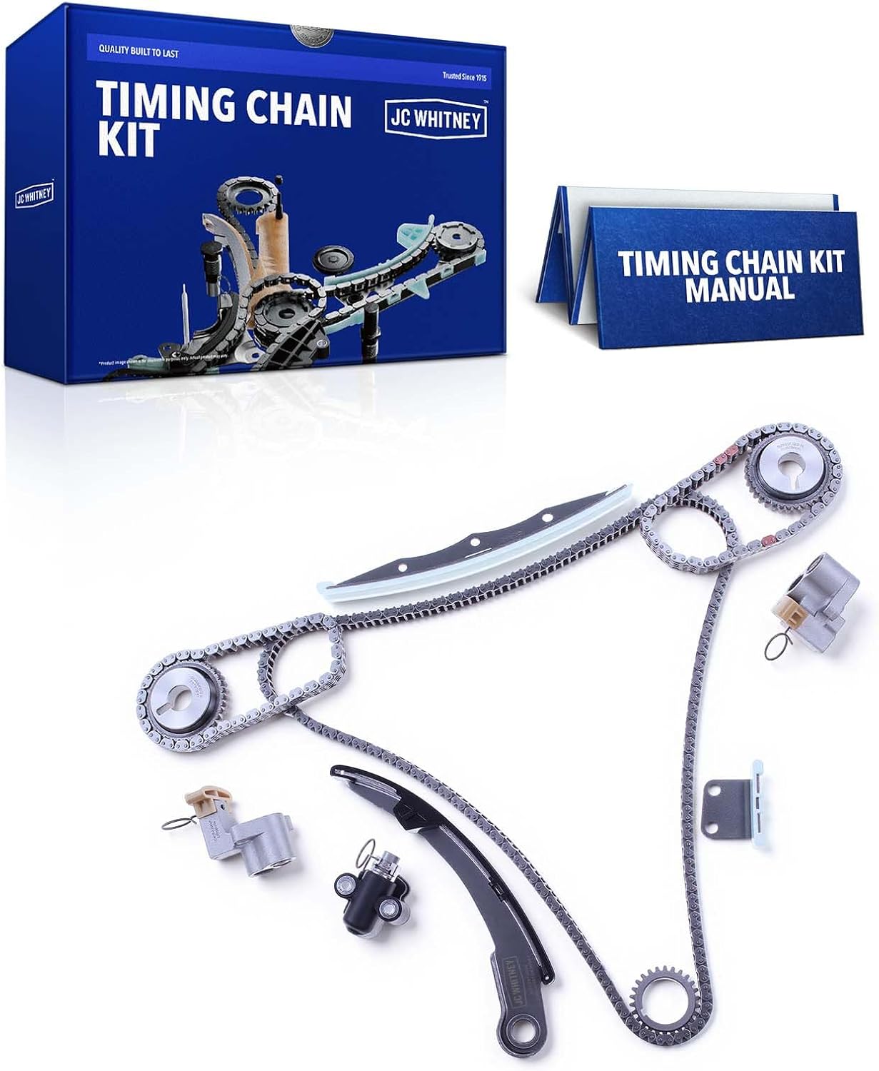 JC Whitney JFBAJCWTCK00087 Engine Timing Chain Kit with Tensioner - Fits DOHC V6 3.5L - Compatible with Nissan Altima 2002-2006, Murano 2003-2007, Maxima 2002-2008, Quest 2004-2009, 350Z 2003-2007