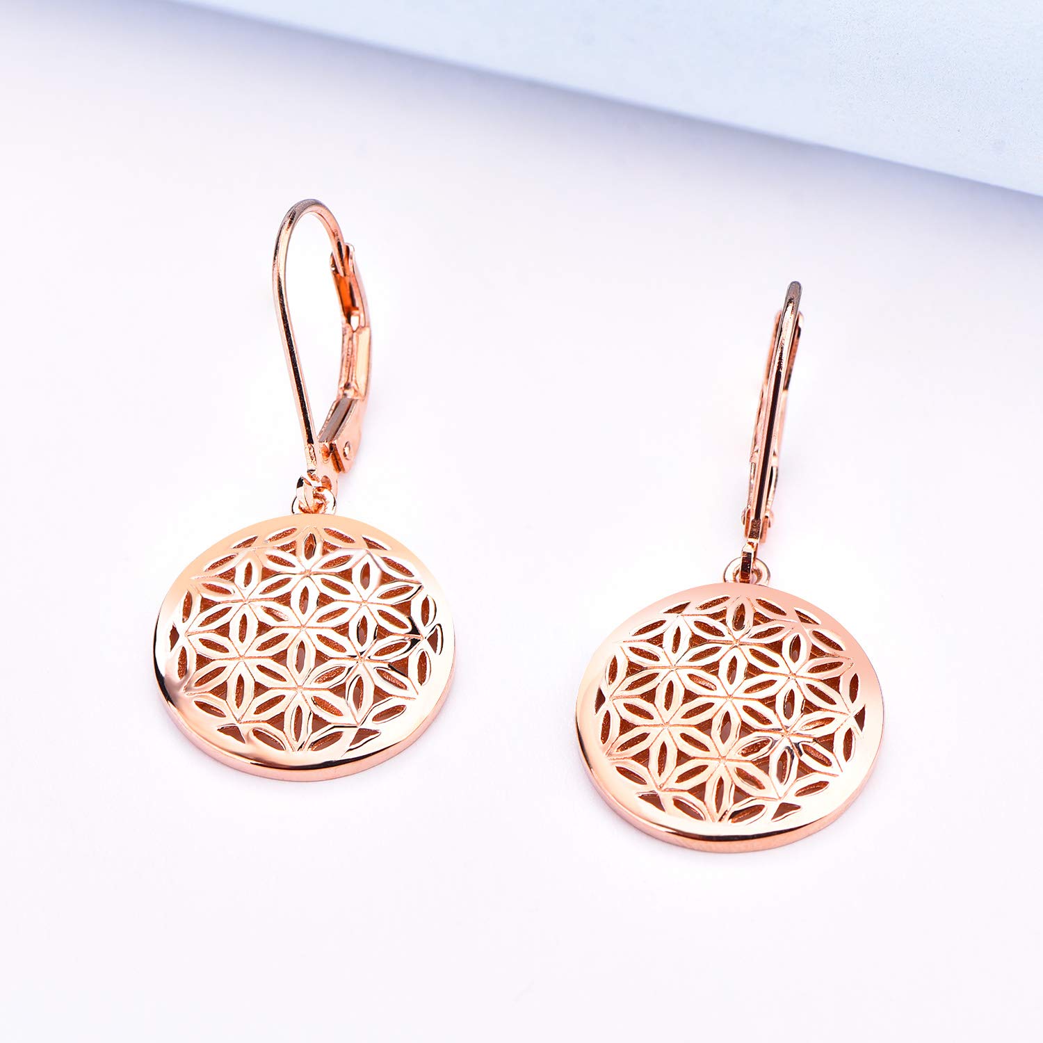 JO WISDOM Mujer Pendientes flor de la vida plata de ley 925 joyería