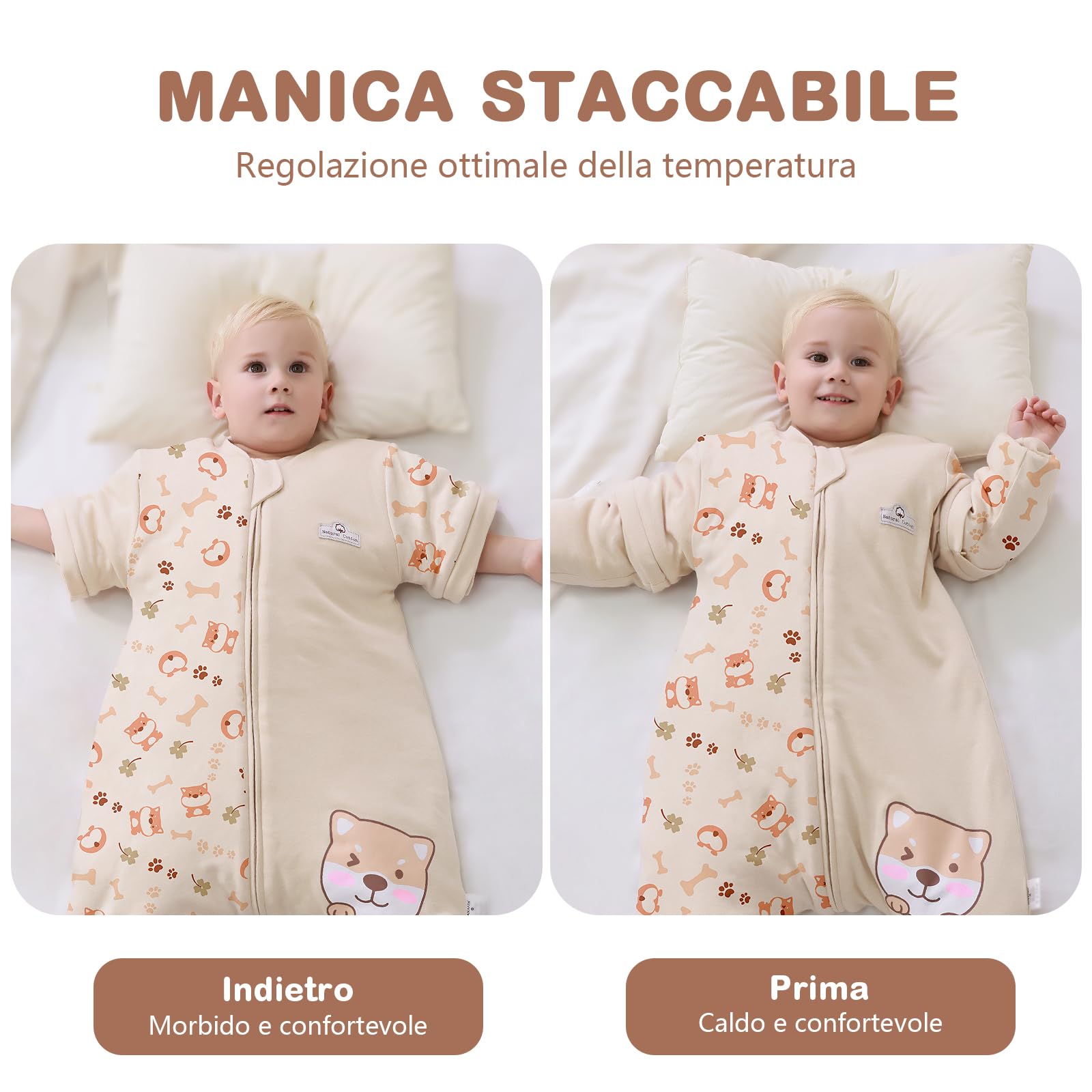 Sacco nanna a maniche lunghe con piedi 3,5 tog invernale, per bambini - sacco nanna invernale con gambe - cotone, Cucciolo (4-5 anni)