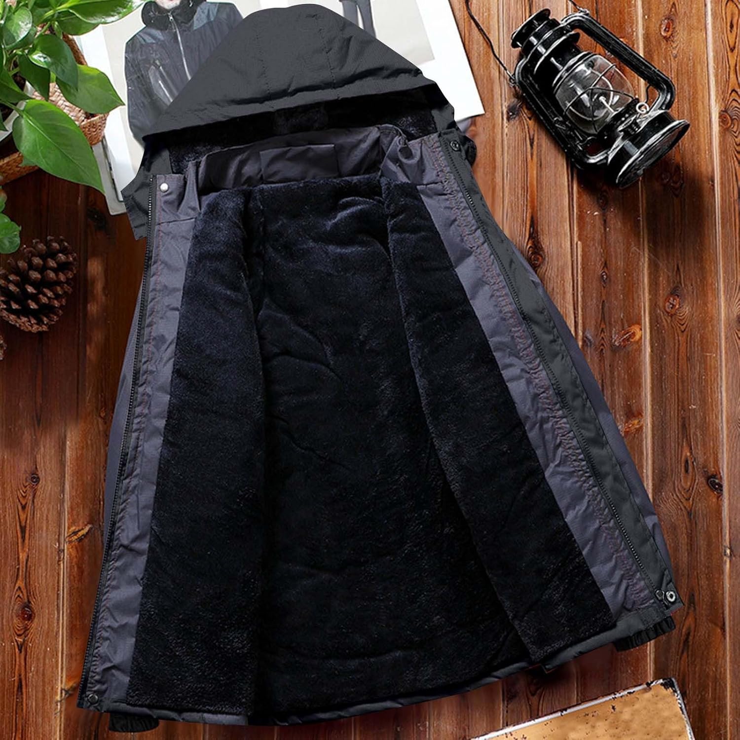 Mens Hooded Softshell Jacket Waterproof Winter Insulated Windbreaker Fleece Lined Colorblock Skiing Rain Shell Jacket