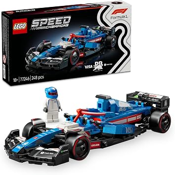 LEGO Speed Champions Visa Cash App RB VCARB 01 F1 Race Car 77246 – Collectible Creative Model Building Set (248 Pieces) Including RB Suit and Winged Helmet Wearing Driver Minifigure for Adults