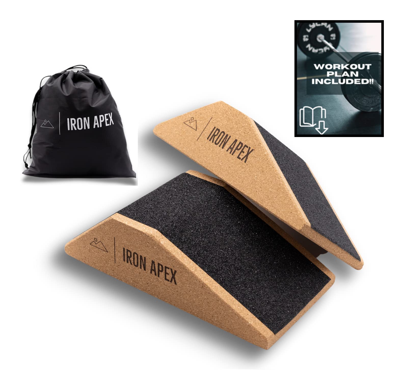 Squat Wedge Block (Pair) - Slant Board For Squats w/Carry Bag, Yoga And Weightlifting Calf Stretcher Slant Board - Lightweight, Portable Anti-Slip Heel Elevated Squat Wedges And Calf Raise Gym