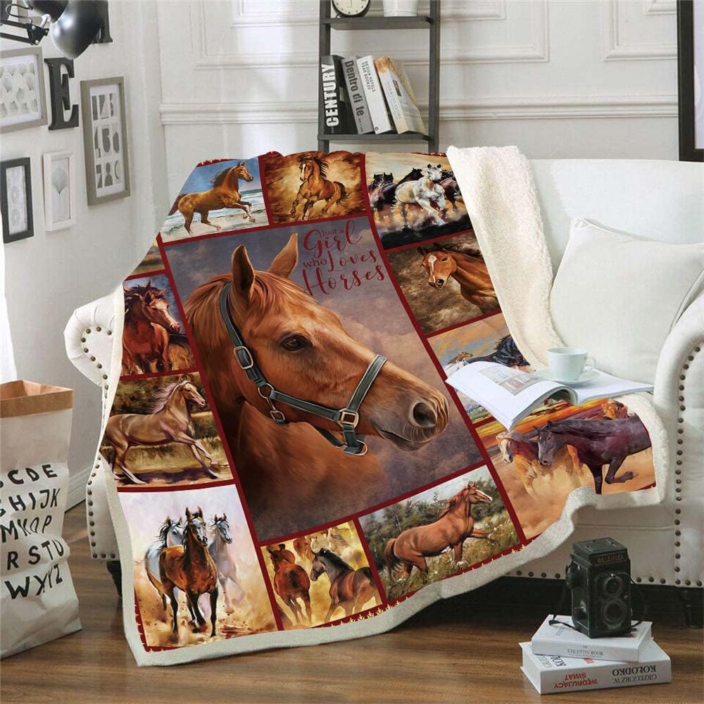 Horse Lover Blanket Gifts for Girls Birthday,Decor Soft Flannel Throw Blanket 50" x 60" - Image 2