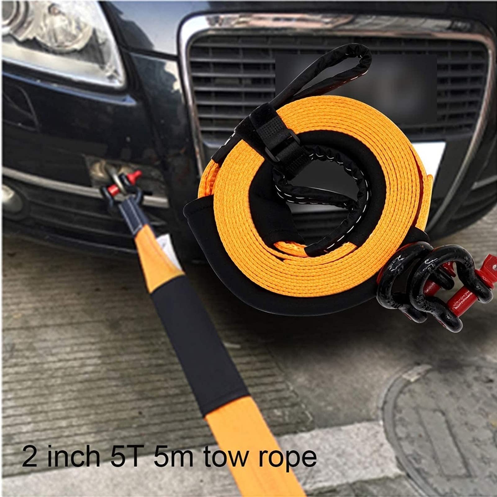 Cinturón De Remolque De 5 M / 5T, Cuerdas De Remolque Para Automóviles, Cuerda De Remolque De Servicio Pesado 4x4, Con 2 Ganchos De Seguridad Y Bolsa De Almacenamiento, Para Averías De Automóviles