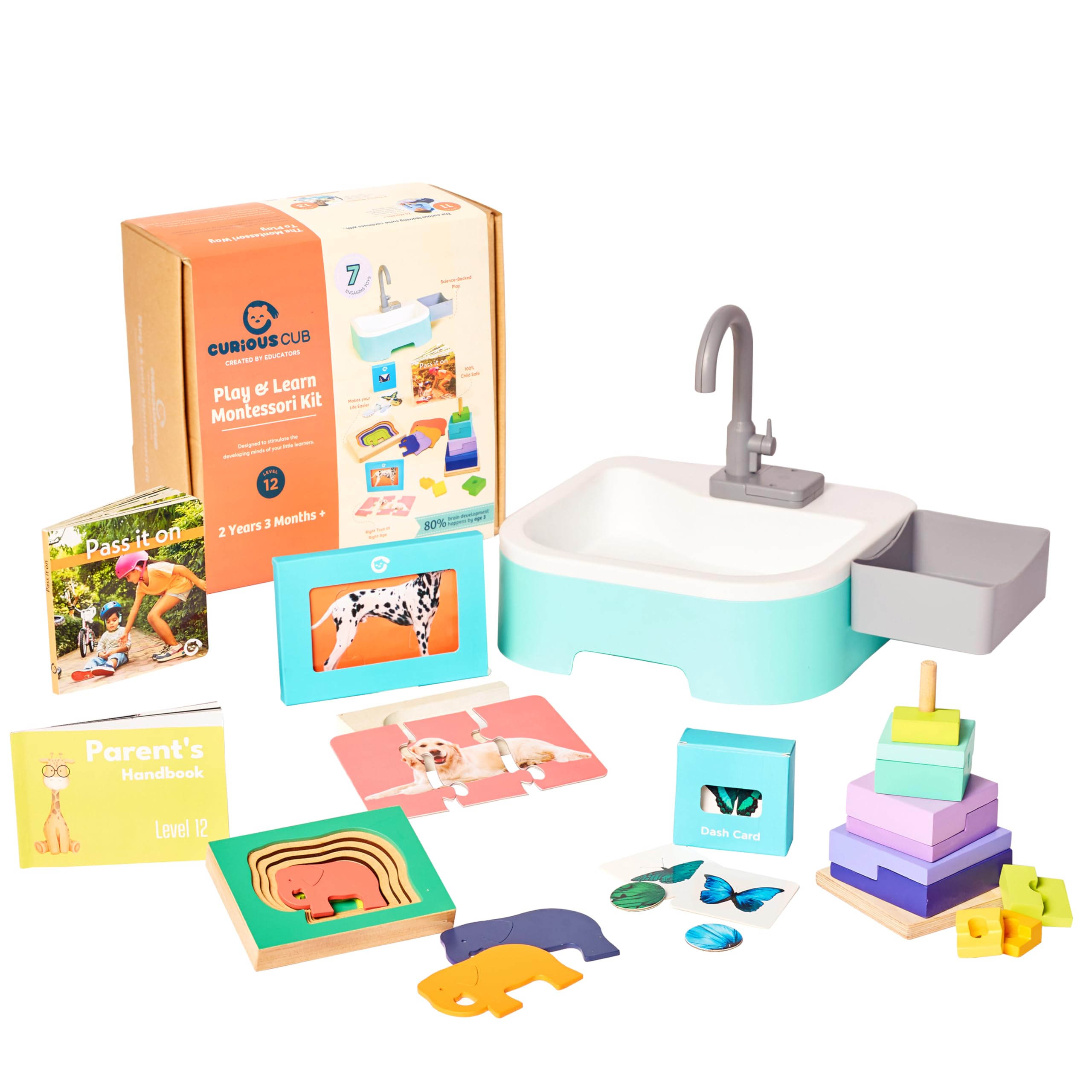 Curious Cub Montessori Learning Wooden Baby Toys | Box 12: 2.3 Yrs+| Montessori Toys For 2+ Year Old | Wooden Puzzles & Baby Toys for 0 to 2 Years|Develops Logical Thinking & Visual Skills| Ideal Gift