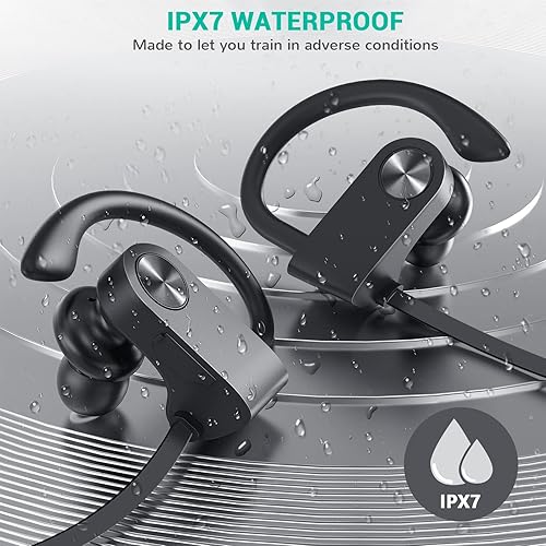 Miniatura 3 de Auriculares Bluetooth IPX7 impermeables inalámbricos deportivos intrauditivos, auriculares estéreo de alta fidelidad con micrófono de cancelación de