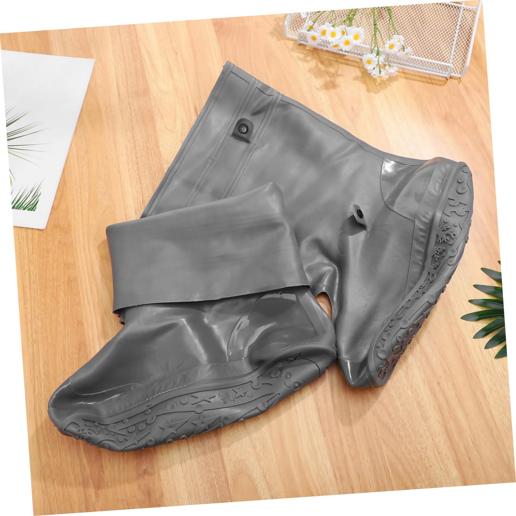 Copriscarpe Impermeabili Riutilizzabili in PVC Antiscivolo Copertura Resistente per Scarpe da Pioggia Protezione per Ciclismo Escursionismo e Moto Colore Grigio Scuro