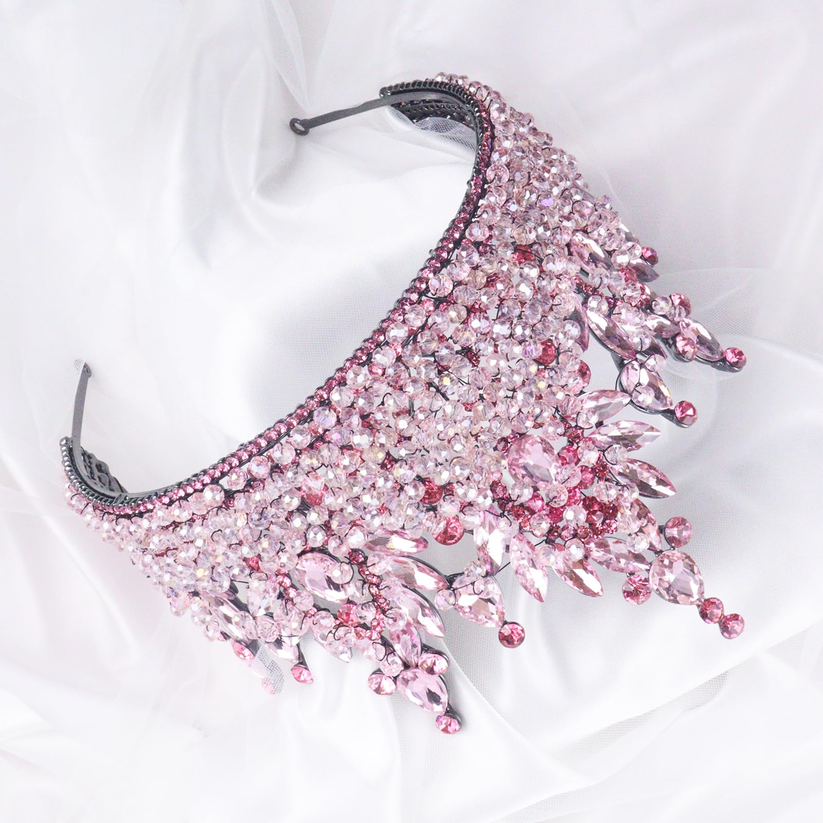 Diadema e corone da regina barocca di lusso con strass, da donna, fatta a mano, per matrimonio, principessa, fascia per costume con cristalli scintillanti, per Halloween, compleanni, balli