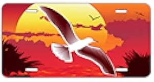 owndis Seagul Flying at Beautiful Sunset Vacation Mode Decorative Car Front Sublimated Decorative Plate, 0.025 inch(0.65mm) Thickness 6
