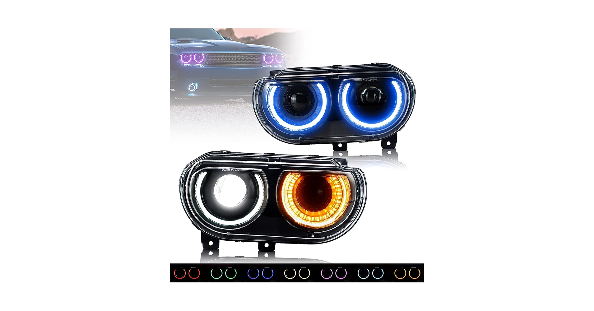 Amazon | VLAND ダッジ チャレンジャー ヘッドライト 流れる