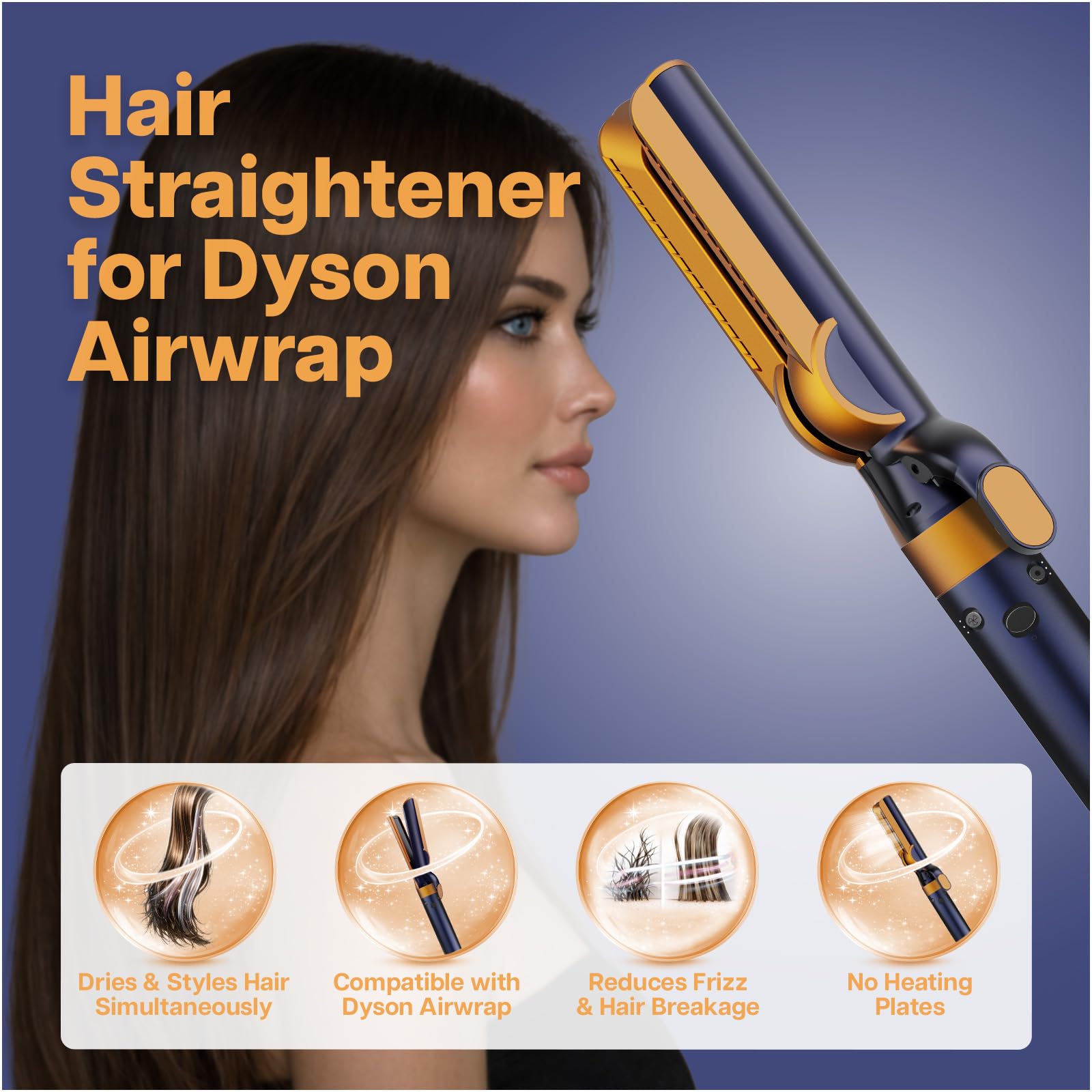 Nakładka Prostownicy do Dyson Airwrap od MMOBIEL – Kompatybilna z HS01,HS05 & HS08 – Prostownica Airflow do Suszenia & Gładzenia Wilgotnych Włosów, Bez Płyt, Zmniejsza Puszenie & Łamliwość – Niebieska