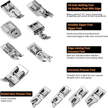 Sewing Machine Presser Feet Set 42 Pcs for Brother, Babylock, Singer, Janome, Elna, Toyota, New Home, Simplicity, Necchi, Kenmore, and Most of Low Shank Sewing Machines