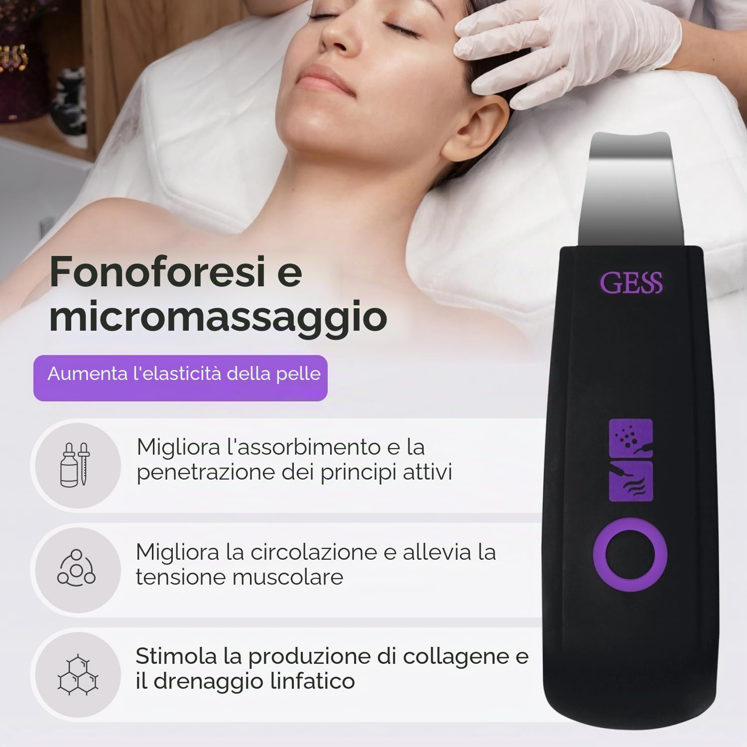 Scrub Viso Idratante Ultrasuoni portatile USB portatile ad ultrasuoni Scrubber. Pulizia della macchina. attrezzature professionali SPA GESS YOU