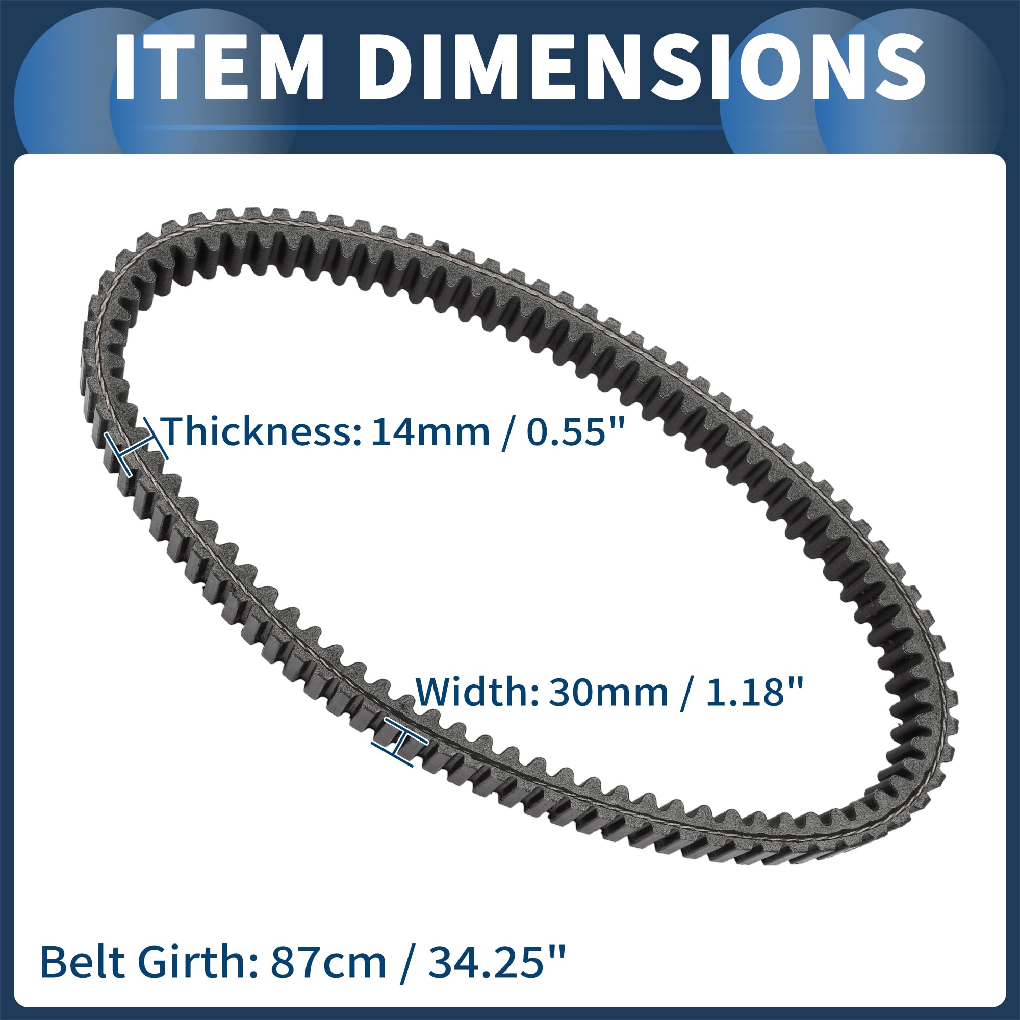 Cinghia A V Per Kawasaki Brute Force 750 4x4i EPS 12-23 1pc | Resistente All'Usura E Alte Temp. Gomma Fibre, Nero, 87x3x1.4cm, OE 590110019, Per Kawasaki Brute Force 750 4x4i 13-21.