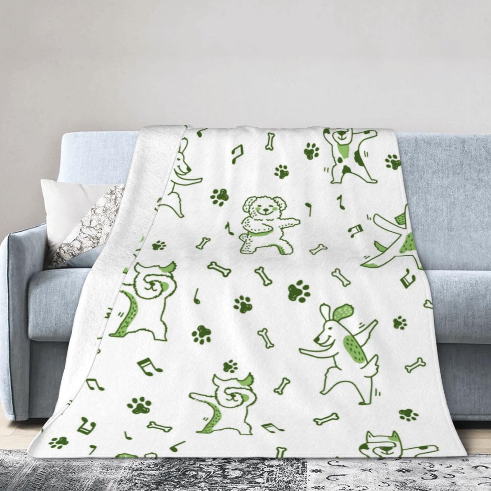 Noble Ren Dancing Dog Ultra-Soft Micro Fleece Blanket Winter Warm Soft Lannel Fleece Throw Blanket For Couch Sofa Bed 60"X50"