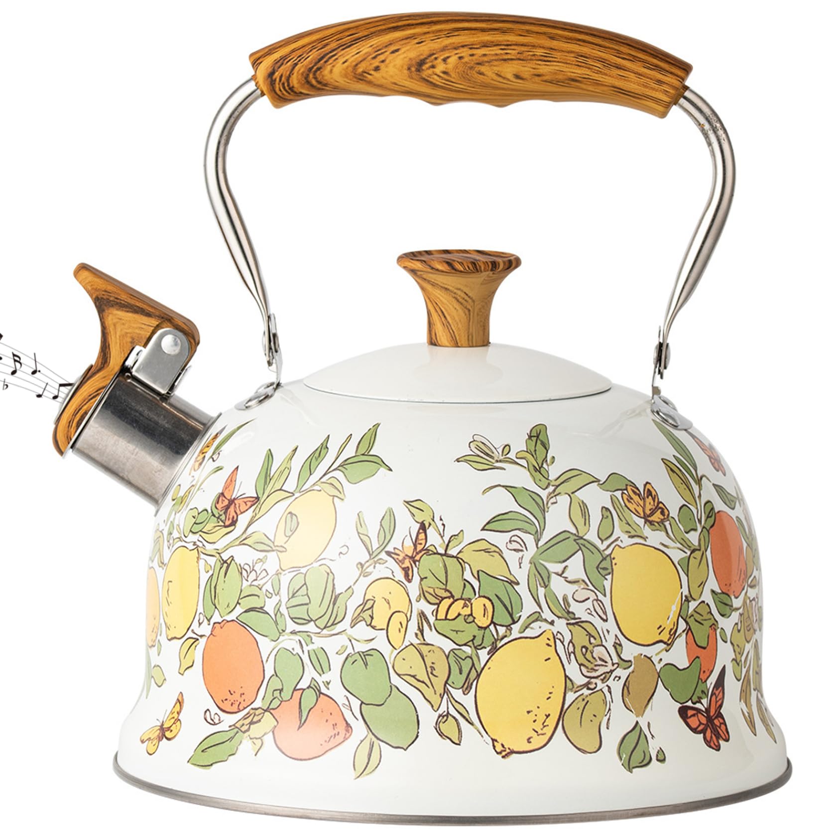 Bouilloire en acier inoxydable 3 L motif citron pour thé et café