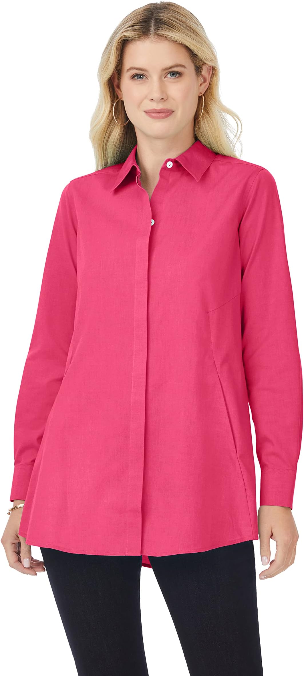 FoxcroftWomen's Cici Long Sleeve Solid Pinpoint Tunic