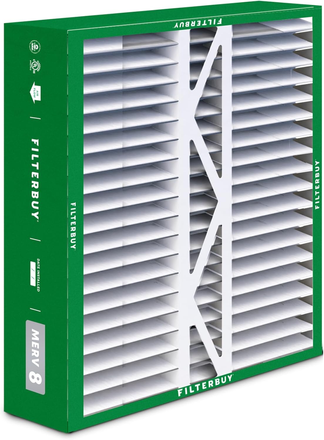 Filterbuy 20x20x5 Air Filter MERV 8 Essential Dust & Allergy Defense (4-Pack), Pleated HVAC AC Furnace Filters for Honeywell FC100A1011, Lennox X0585, and More (Actual Size: 19.63 x 19.88 x 4.38)