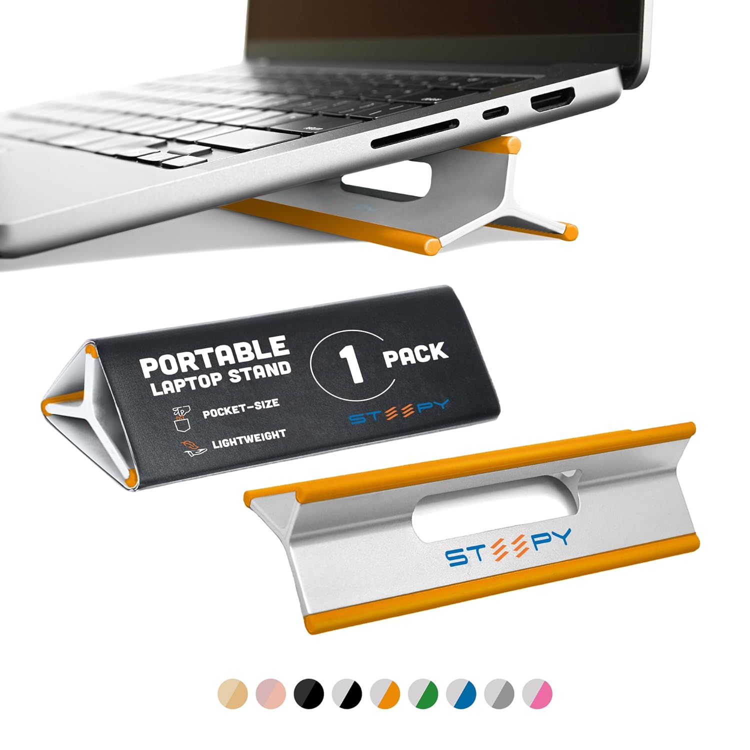 Steepy Portable Laptop Stand for Desk Adjustable Height Portable Laptop Holder Ergonomic Computer Stand for Cooling Comfort Slip-Proof