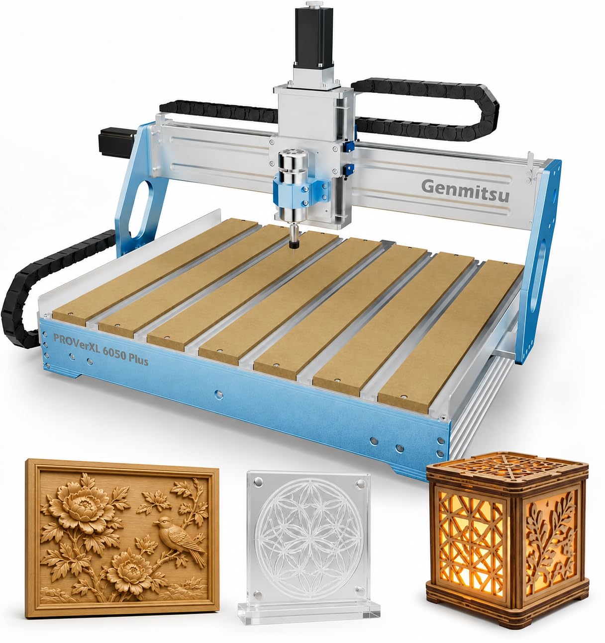 Macchina CNC Genmitsu PROVerXL 6050 Plus per intaglio in MDF acrilico di legno metallico, controllo GRBL, fresatura a 3 assi fresatrice CNC, tavolo ibrido, area di lavoro 600 x 500 x 115mm