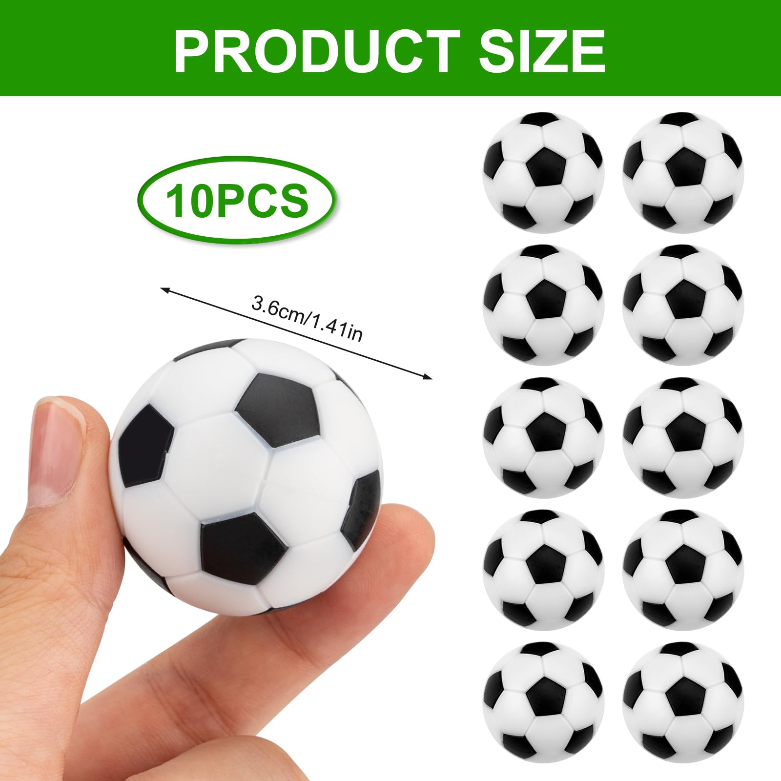 Palline Biliardino 36 mm Silenziose, Calcio Balilla Professionale 10 Pezzi