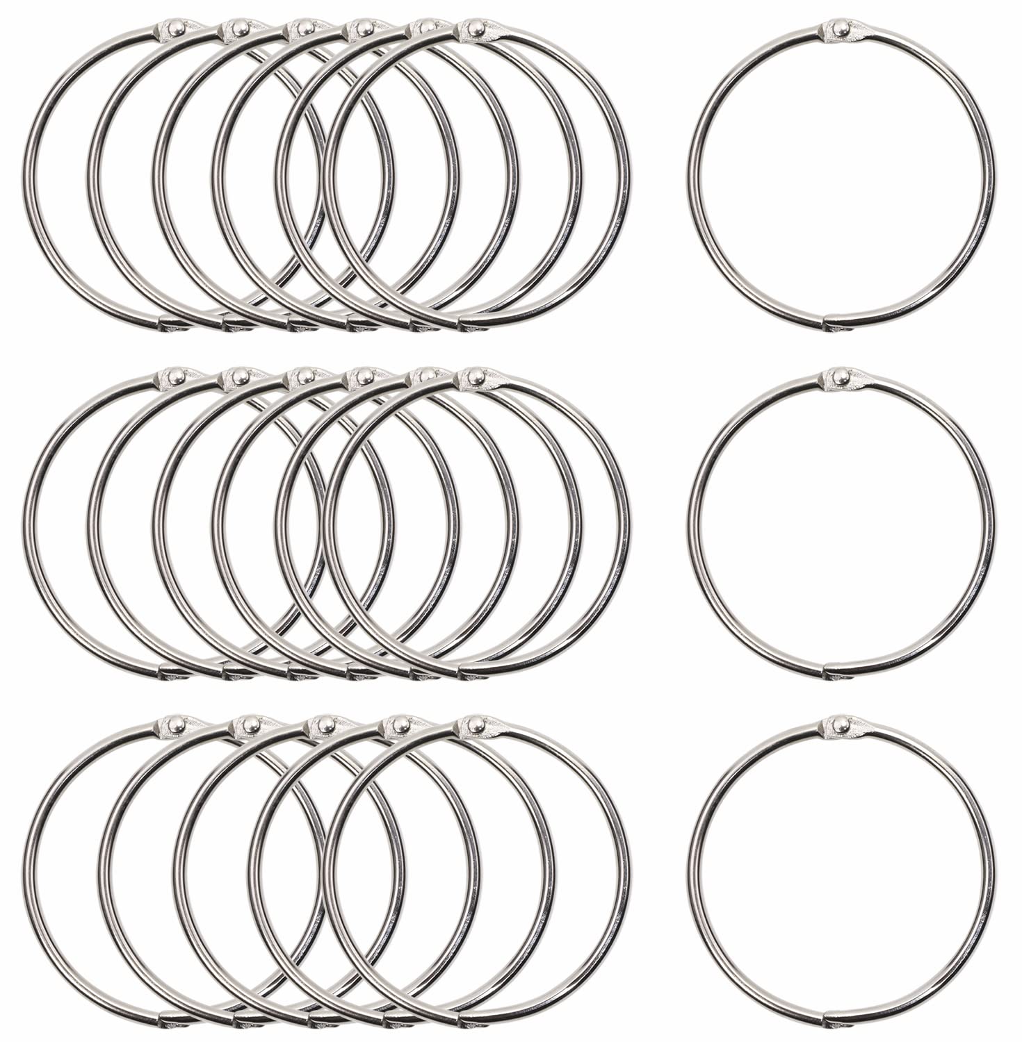 Shapenty Small Binder Rings Clip Metal Loose Leaf Binder Book Rings Key Rings for Cards Scrapbook Reports School Home Office Classroom Teacher Student Project Keychain Name Tags, 20PCS (2Inch)