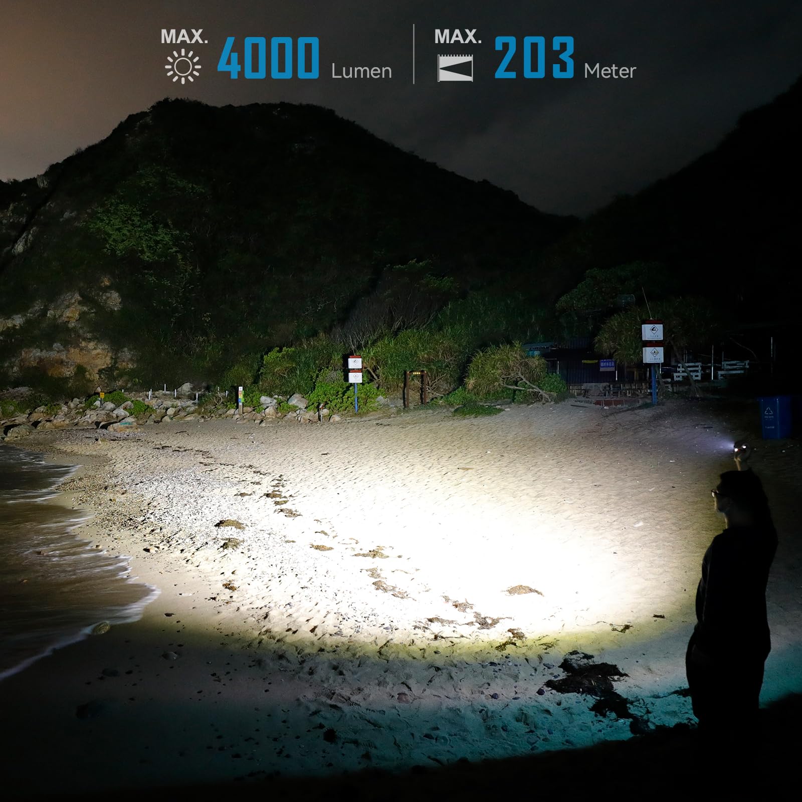 IMALENT LD70 LED Taschenlampe Aufladbar，4000 Lumen Mini LED Taschenlampe Extrem Hell mit 5 Modiund Langer Betriebsdauer，IPX8 Wasserdichte Handlampe für Camping, Wandern, Angeln, Outdoor(Royal Blue)