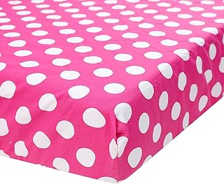 Cotton Pink Polk Dots Crib Sheet 1 PC Pink Fitted Sheet with White Polk Dots for Baby Girl
