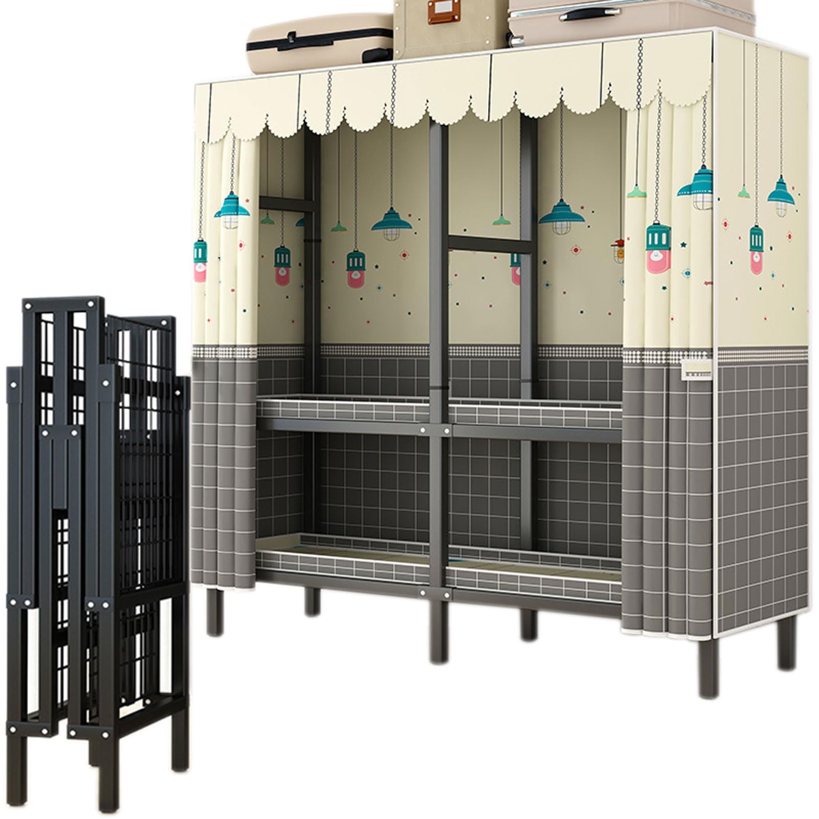 Armoire en tissu pliable et robuste en métal de grande taille pour vêtements