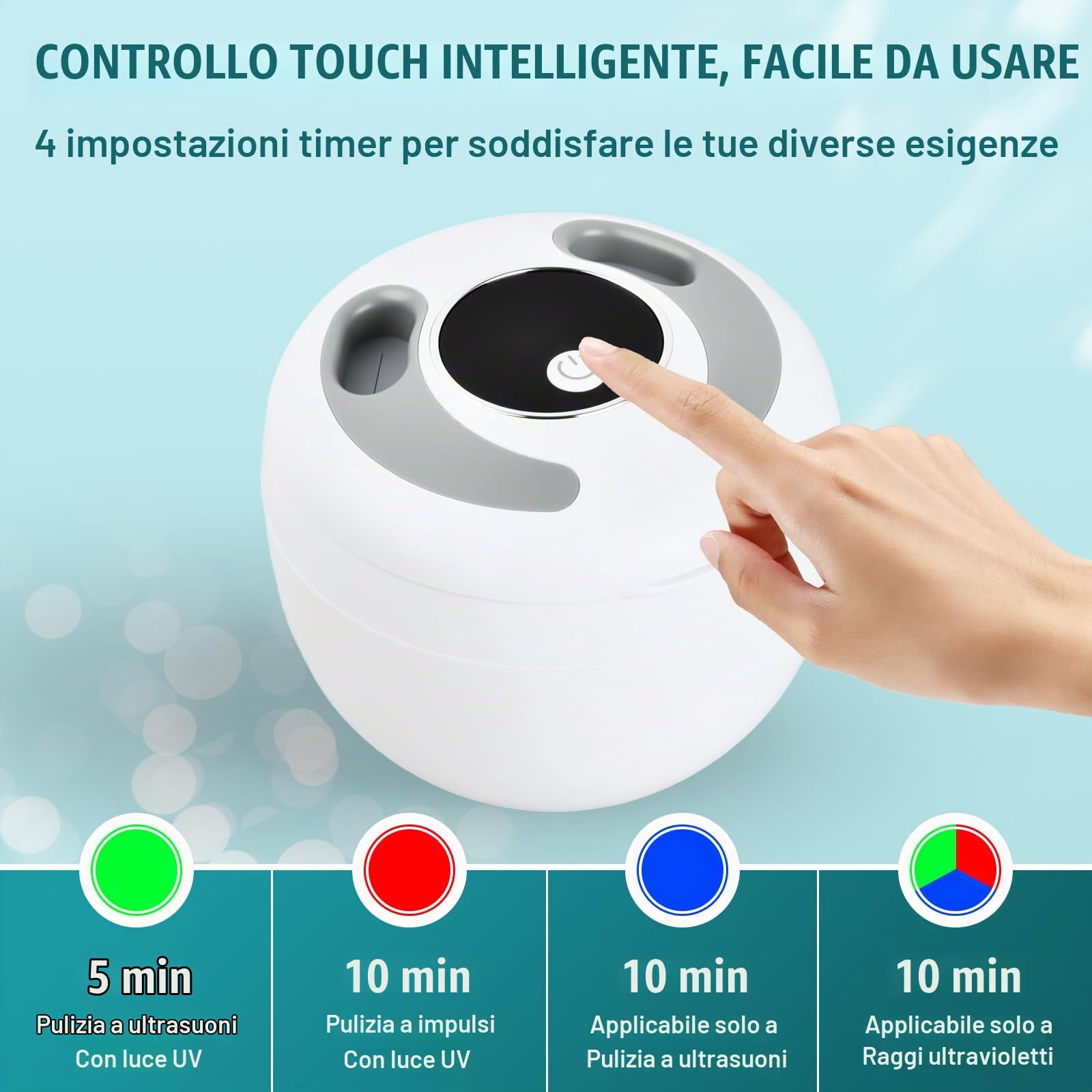 Pulitore Ultrasuoni 45kHz Lampada UV 200ML Ultrasonic Cleaner Pulizia Ultrasuoni per Bite Pulitore a Ultrasuoni per Apparecchio Denti,Protesi Dentarie,Allineatore Dentale,Gioielli,Testine Spazzolini