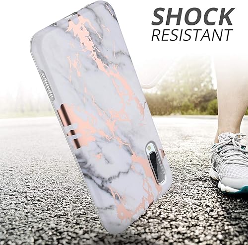 Miniatura 4 de SURITCH Funda para Galaxy A50, Protector de pantalla incorporado Carcasa suave de mármol de oro rosa, a prueba de golpes, resistente, híbrida de