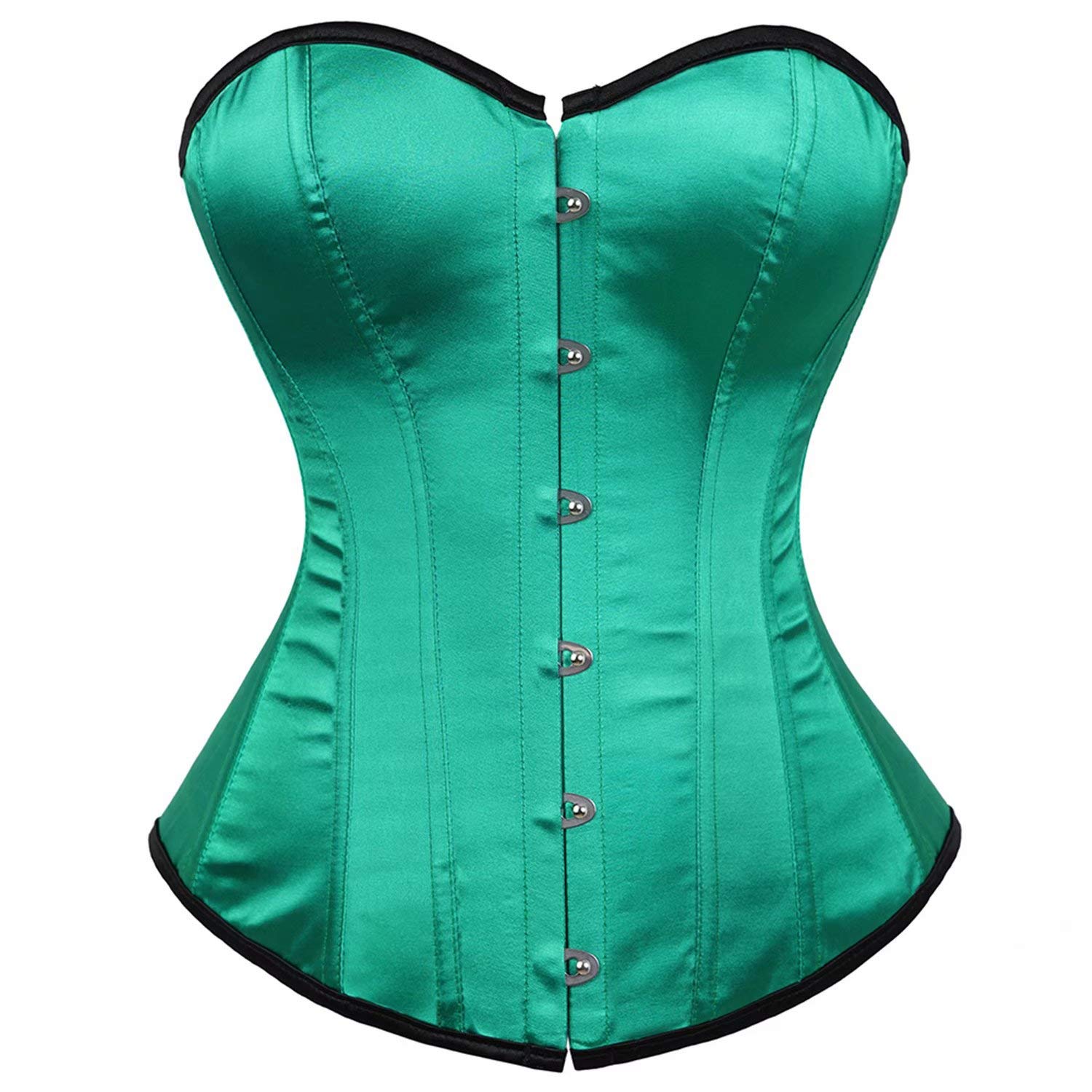 Josamogre Green Corset Top Overbust Bustier Satin Basques Sexy Vintage Plus Size Fashion XL