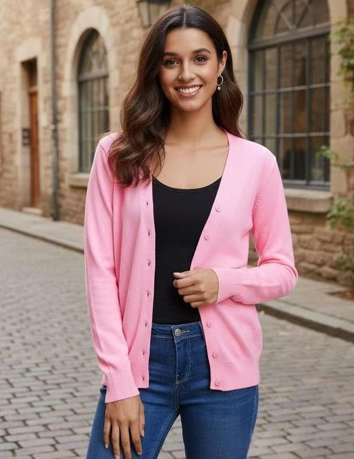 GRACE KARIN Women's Lightweight Cardigan Sweater Button Up Long Sleeve V Neck Sweater Jacket Open Front Casual Knit Shrug - Image 6