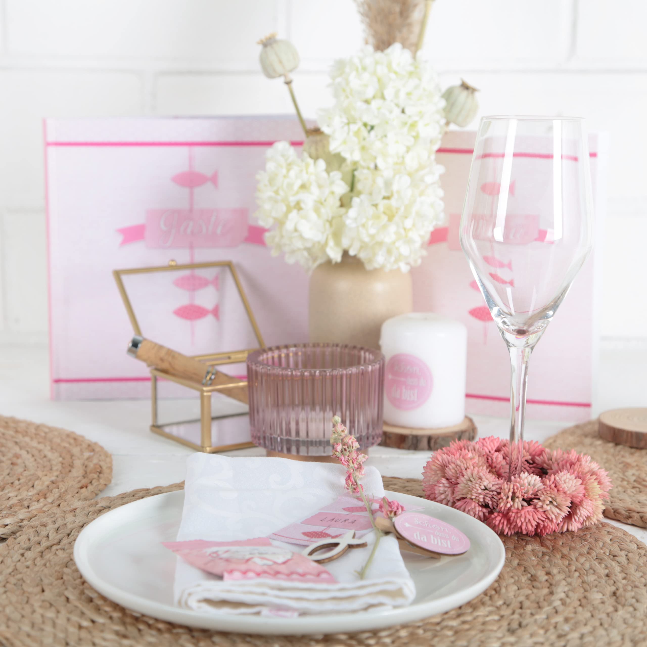 Logbuch-Verlag 200 Give-Aways Schön dass du da bist Gummibärchen rosa pink mini Geschenke für Gäste Hochzeit Event Veranstaltung