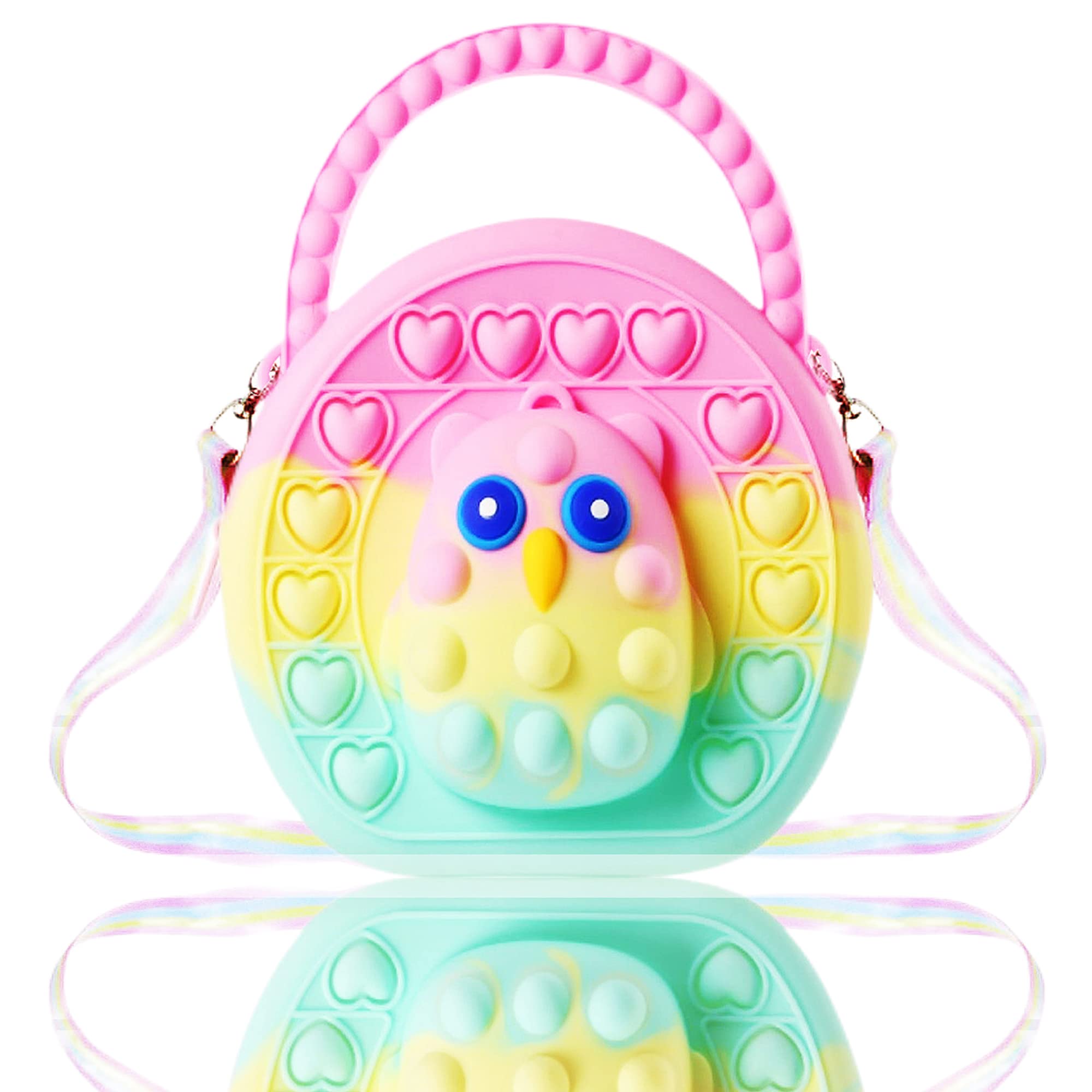 Steemjoey Pop Bubble Push It Bolsa de Hombro, Bolso Popit Fidget Toy, 2 en 1 Bolsa de POPI de Mensajero de Mano de Juguetes Sensoriales Antiestrés con Bandolera de Longitud Ajustable para Niño Adulto